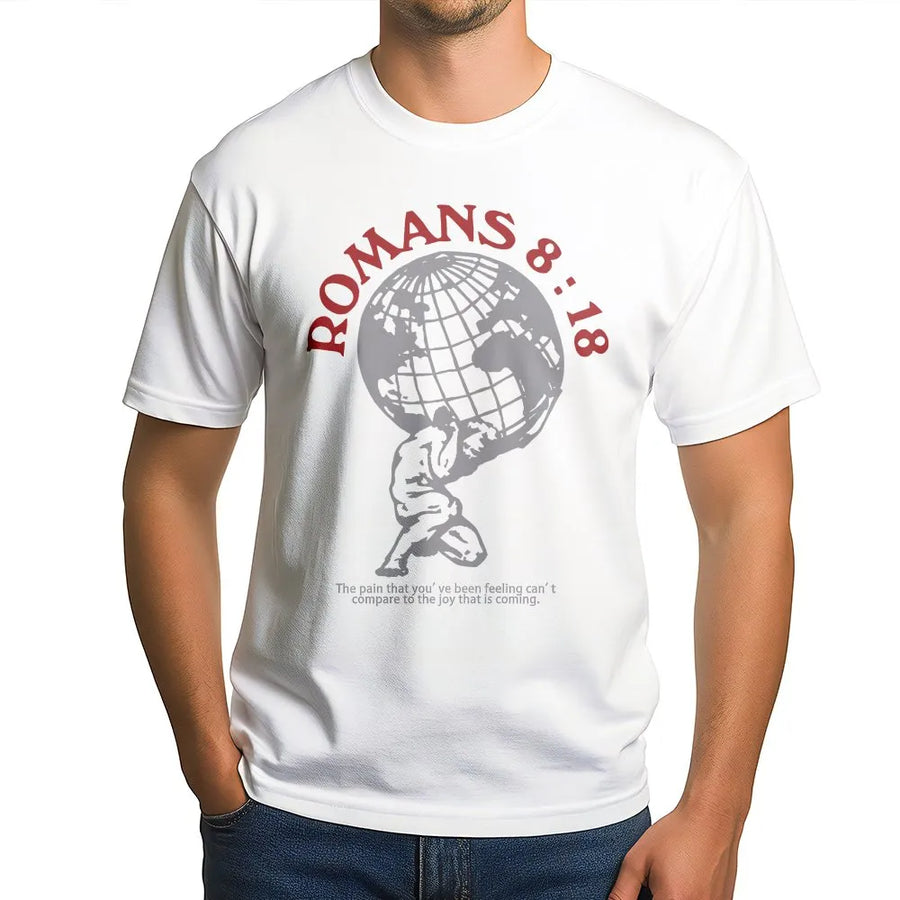 Romans 8 18 T-Shirt | Christian Bible Verse Graphic Tee | Soft Cotton Religious Apparel | Unisex Faith Based Gift for Men & Women