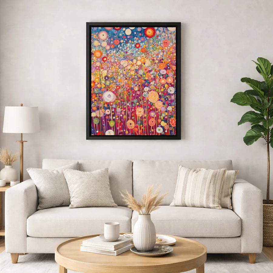 Abstract Wildflower Meadow Canvas Wall Art | Vibrant Botanical Floral Painting Print | Premium 1.25" Gallery Wrap | Modern Home Office Decor Gift