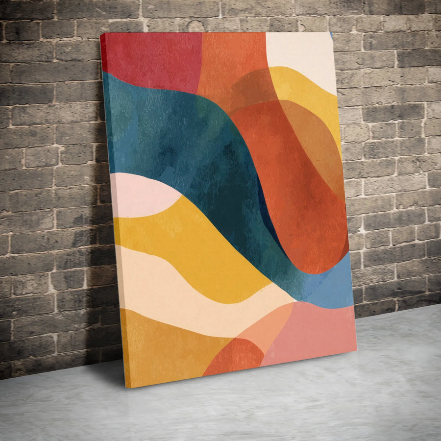 Modern Abstract Vertical Canvas | Boho Wavy Lines Earth Tone Art | Premium 1.25" Thick Gallery Print | Living Room & Office Wall Decor Gift
