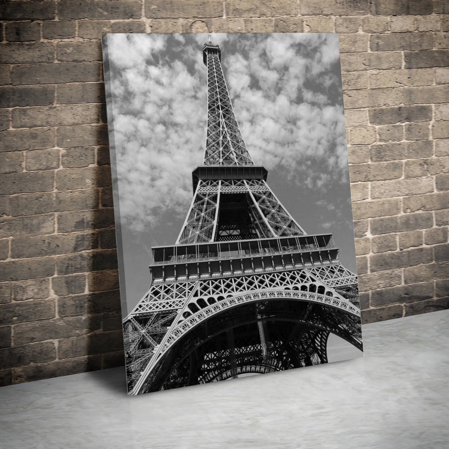 Eiffel Tower Canvas Wall Art | Monochrome Paris Travel Photography | 1.25-Inch Gallery Wrap | Premium Decor Gift for Travelers