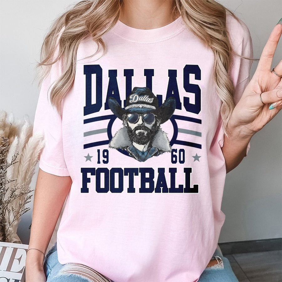 Dallas 1960 Football With Bearded Man In Cowboy Hat T-Shirt