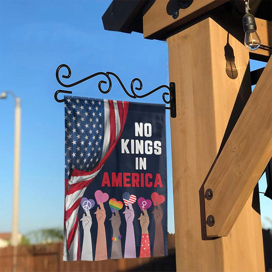 No Kings In America Garden Flag | Patriotic Equality Yard Decor | Weather-Resistant Polyester | Progressive Pride Gift for Home Outdoor Display
