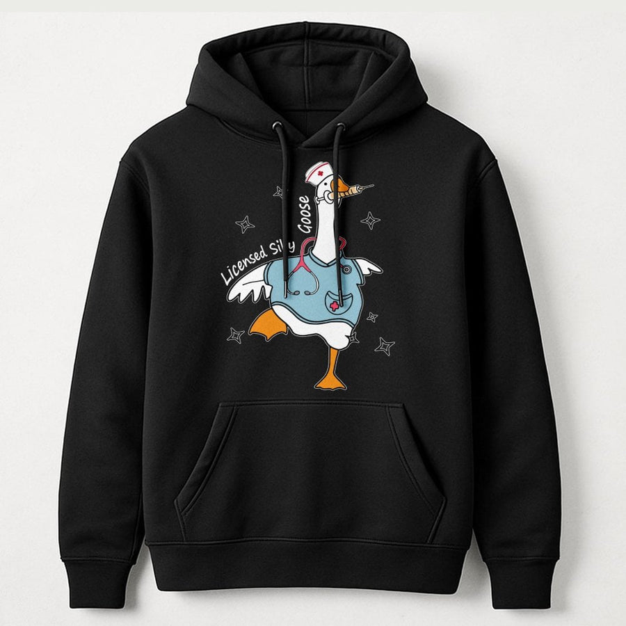 Licensed Silly Goose Hoodie | Funny Nurse Graphic Design | Premium Cotton Blend | Nurse Appreciation Gift for Nursing Students and RNs