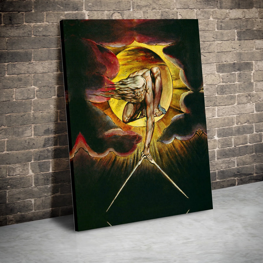 The Ancient Of Days Canvas | William Blake Fine Art Print | 1.25 Inch Gallery Wrap | Museum Quality Romanticism Decor For Library Or Office