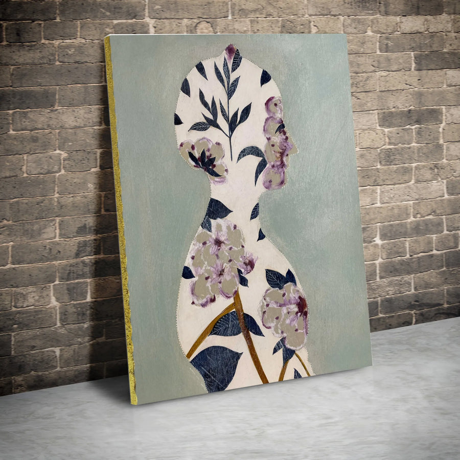 Floral Silhouette Canvas Wall Art | Modern Botanical Woman Portrait | Premium Gallery Quality Print | Modern Home Decor Gift for Her