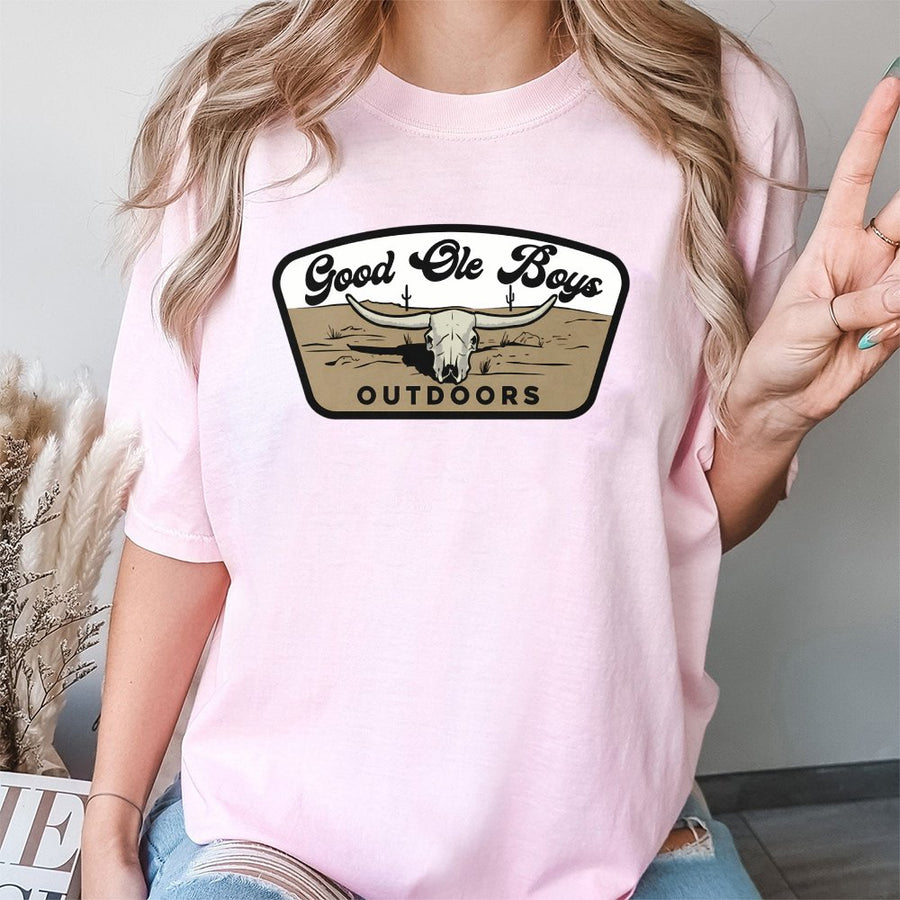 Good Ole Boys Outdoors T-Shirt Western Longhorn Skull Graphic,Perfect For Hunting,Country Lifestyle,And Outdoor Adven