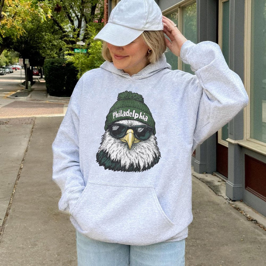 Philadelphia Eagle With Sunglasses And Beanie Hoodie