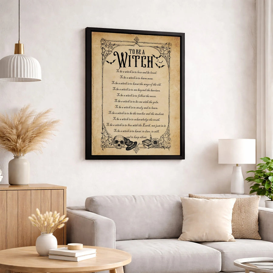 To Be A Witch Poem Canvas Print | Gothic Skull Witchcraft Decor | Premium Fade-Resistant Wall Art | Spiritual Wiccan Gift For Her