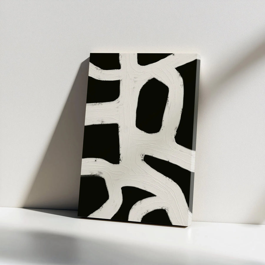 Abstract Black and White Vertical Canvas | Minimalist Bold Brushstroke Line Art | 1.25 In Thick Gallery Wrap Frameless Print | Modern Living Room & Office Wall Decor Gift