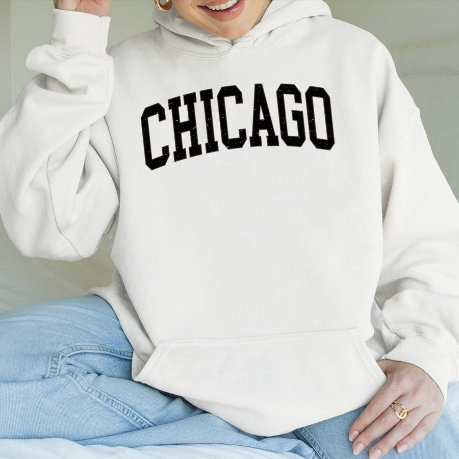 Chicago Hoodie | Vintage Varsity Letter Graphic | Premium Cotton Blend | Unisex Streetwear Gift for City Lovers