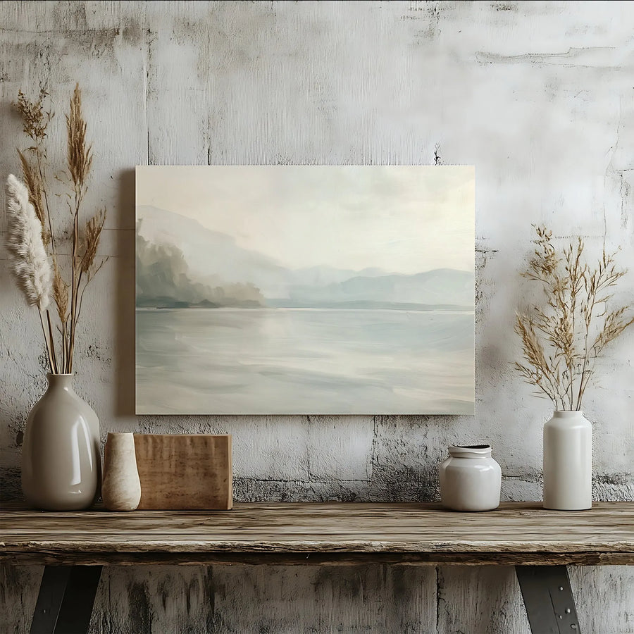 Abstract Landscape Canvas Print | Minimalist Coastal Seascape Painting | Premium Gallery Wrap Canvas | Modern Home Decor Gift