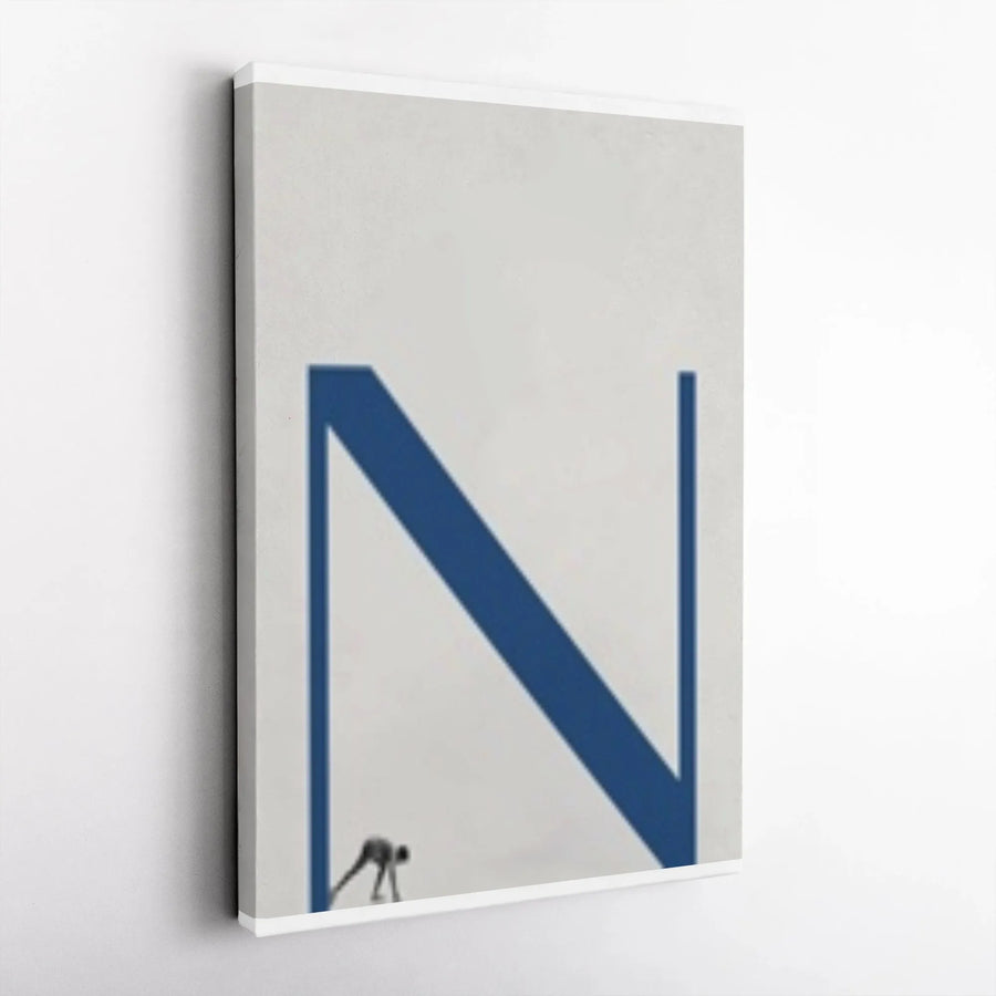 Letter N Canvas Print | Minimalist Runner Starting Line Art | Premium Thick Gallery Canvas | Modern Office Decor Gift for Athlete