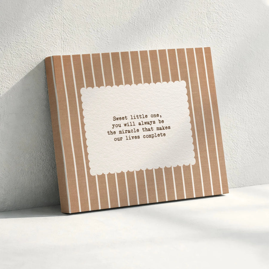 Nursery Quote Canvas Print | Sweet Little One Striped Wall Art | Premium Fade-Resistant Inks | Baby Shower Gift for New Parents