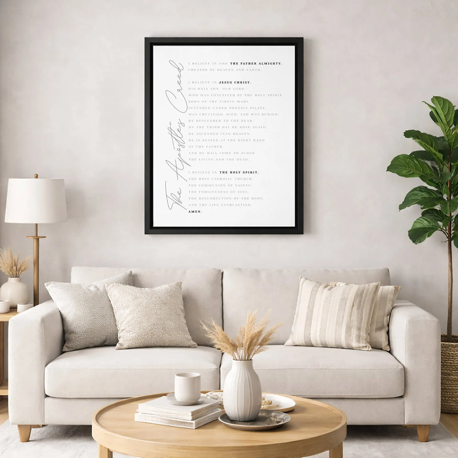 Apostles Creed Canvas Wall Art | Minimalist Christian Prayer Decor | Premium Fade-Resistant Print | Religious Home & Church Gift