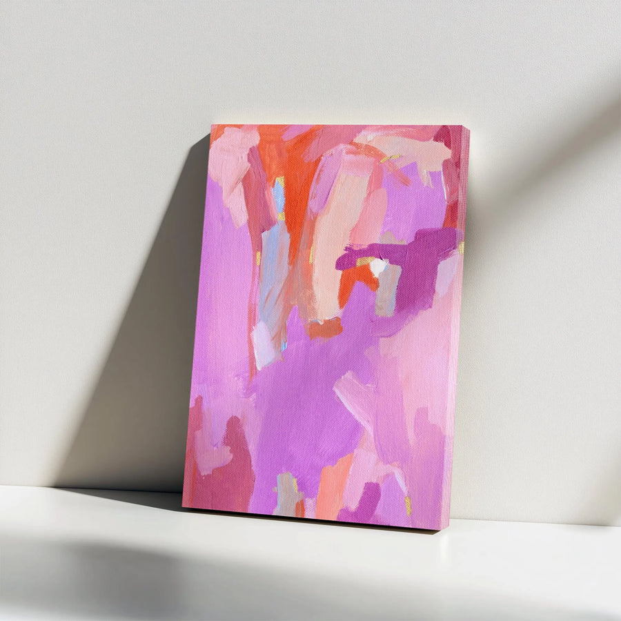 Abstract Pink and Orange Vertical Canvas | Bold Brushstroke Painting Print | Premium 1.25" Thick Gallery Wrap | Modern Home & Office Decor Gift