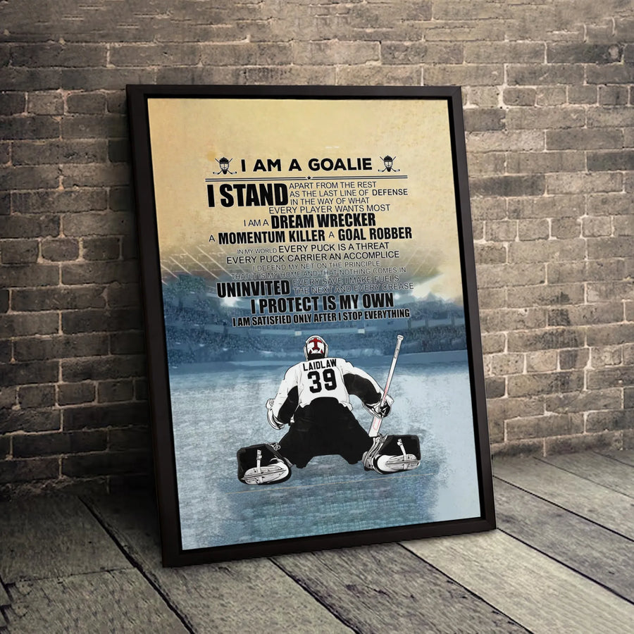 Hockey Goalie Canvas Wall Art | I Am A Goalie Motivational Quote | 1.25 Inch Premium Gallery Wrap | Perfect Gift for Hockey Players and Fans