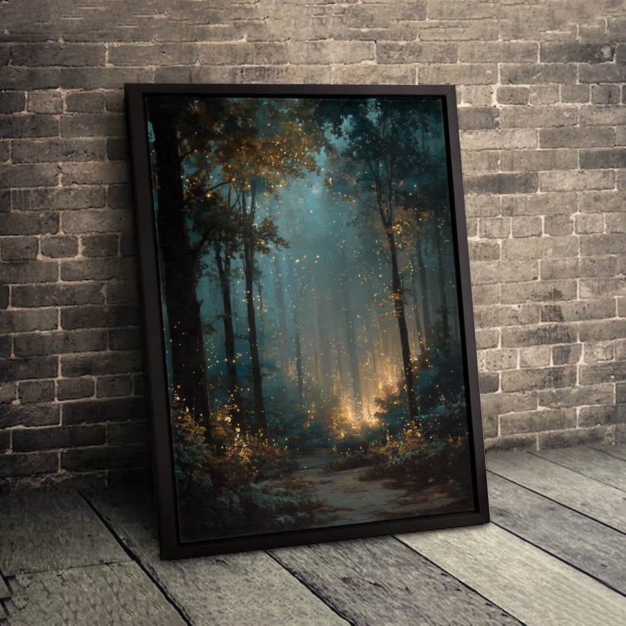Enchanted Forest Wall Art | Magical Firefly Woodland Canvas | Premium 1.25-Inch Gallery Wrap | Whimsical Nature Home Decor