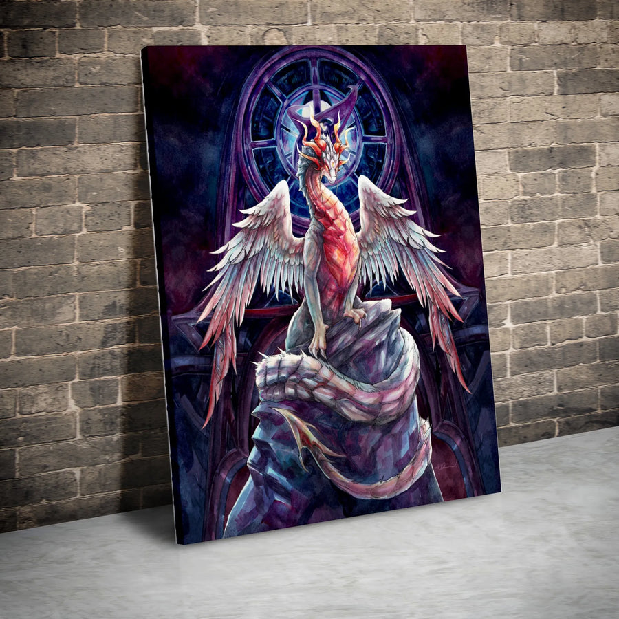 Winged Dragon Canvas Wall Art | Gothic Cathedral Fantasy Decor | Premium Fade-Resistant Print | Mythical Creature Gift for Fantasy Lovers