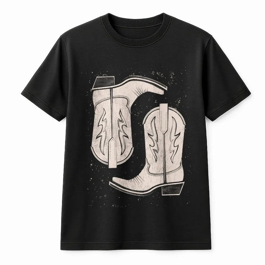 Cowgirl Boots T-Shirt | Retro Western Graphic Sweatshirt | Premium Cotton Blend Pullover | Country Rodeo Gift for Her