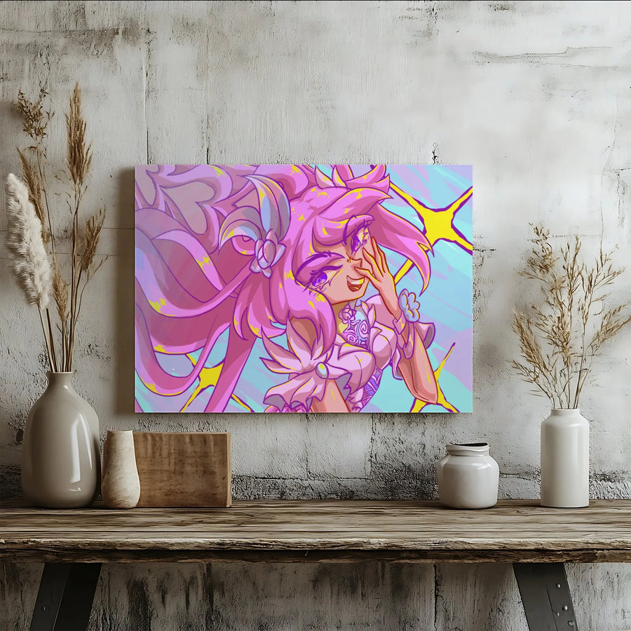 Pink Hair Anime Magical Girl Canvas | Vibrant Manga Character Wall Art | 1.25-Inch Gallery Wrap Print | Aesthetic Room Decor Gift