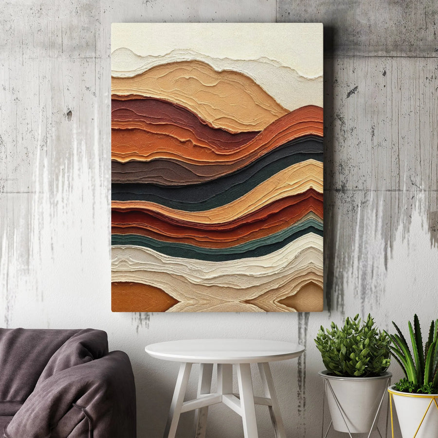 Abstract Landscape Wall Art | Textured Earth Tone Layered Canvas | Premium Gallery-Quality Print | Modern Home Decor for Living Room