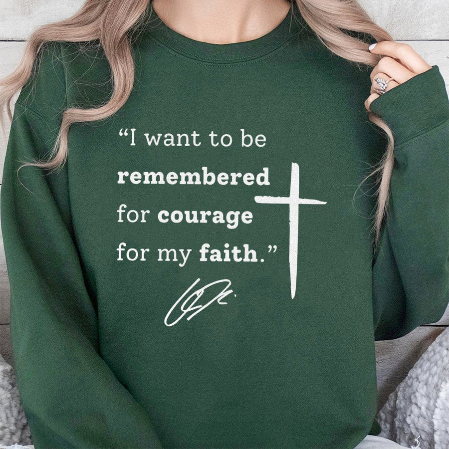 Courage For My Faith Sweatshirt | Christian Quote Graphic Apparel | Premium Cotton Blend Crewneck | Religious Gift for Men and Women