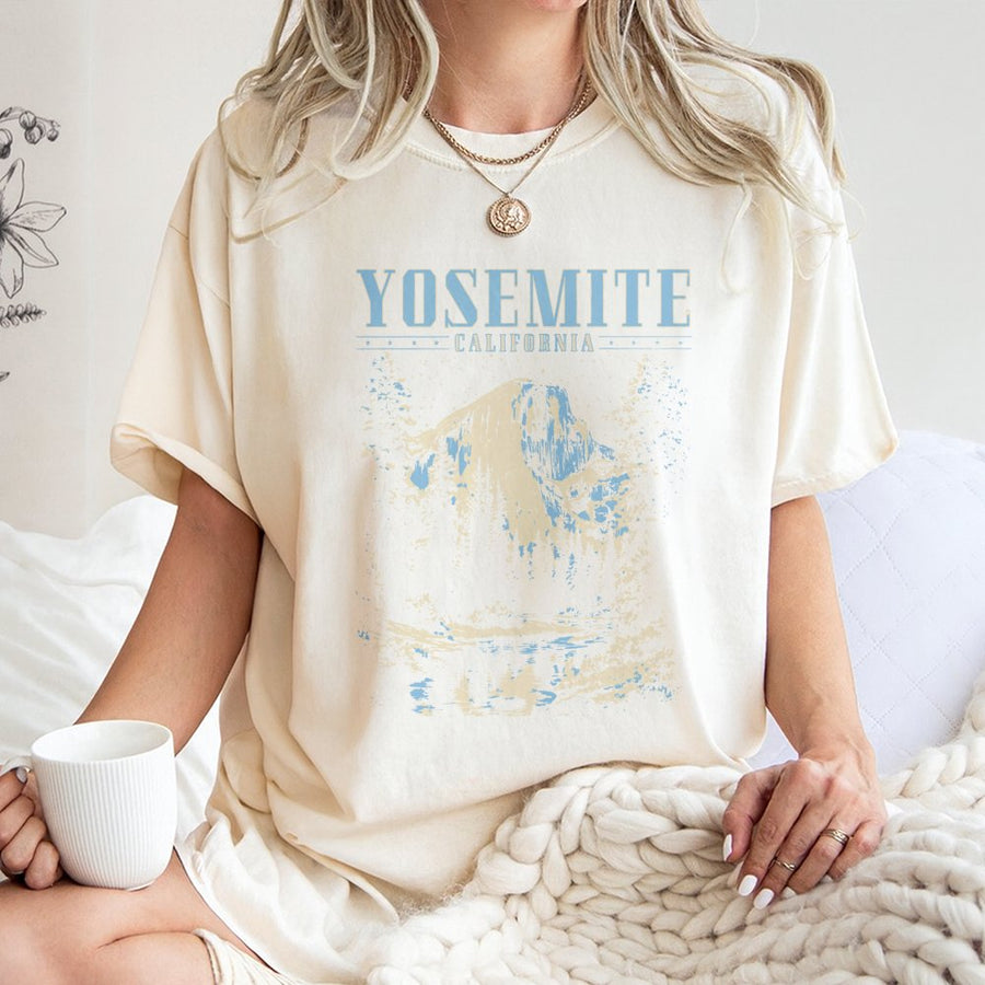 Yosemite National Park T-Shirt | Retro Half Dome Mountain Graphic | Premium 100% Cotton | Outdoors Gift for Hikers and Nature Lovers