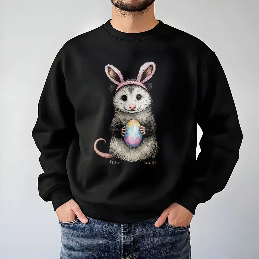 Cute Opossum Easter Sweatshirt | Funny Spring Animal Graphic | Soft Cotton Polyester Blend | Holiday Gift For Women And Men