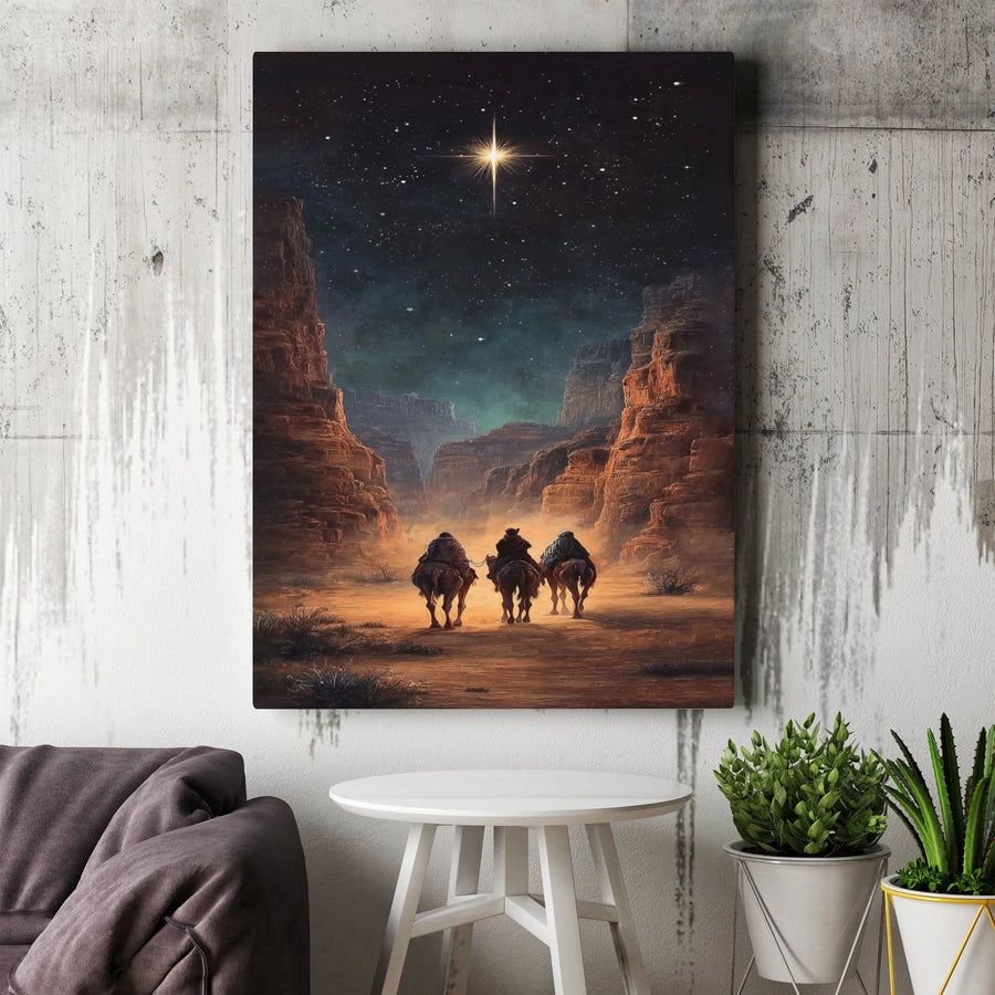 Nativity Canvas Wall Art | Three Wise Men Following the Star of Bethlehem | Premium Gallery Wrap Decor | Religious Christmas Gift for Home