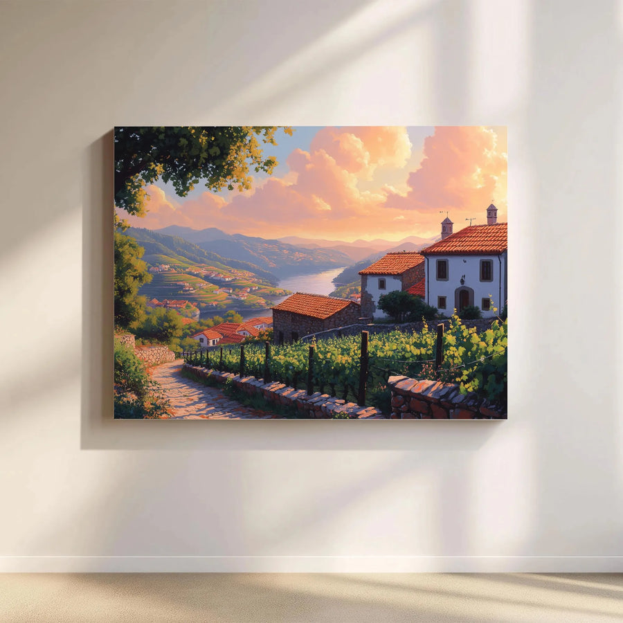 Tuscan Vineyard Canvas Wall Art | Scenic Italian Countryside Painting | Premium Gallery Wrapped Canvas | Living Room Decor & Housewarming Gift