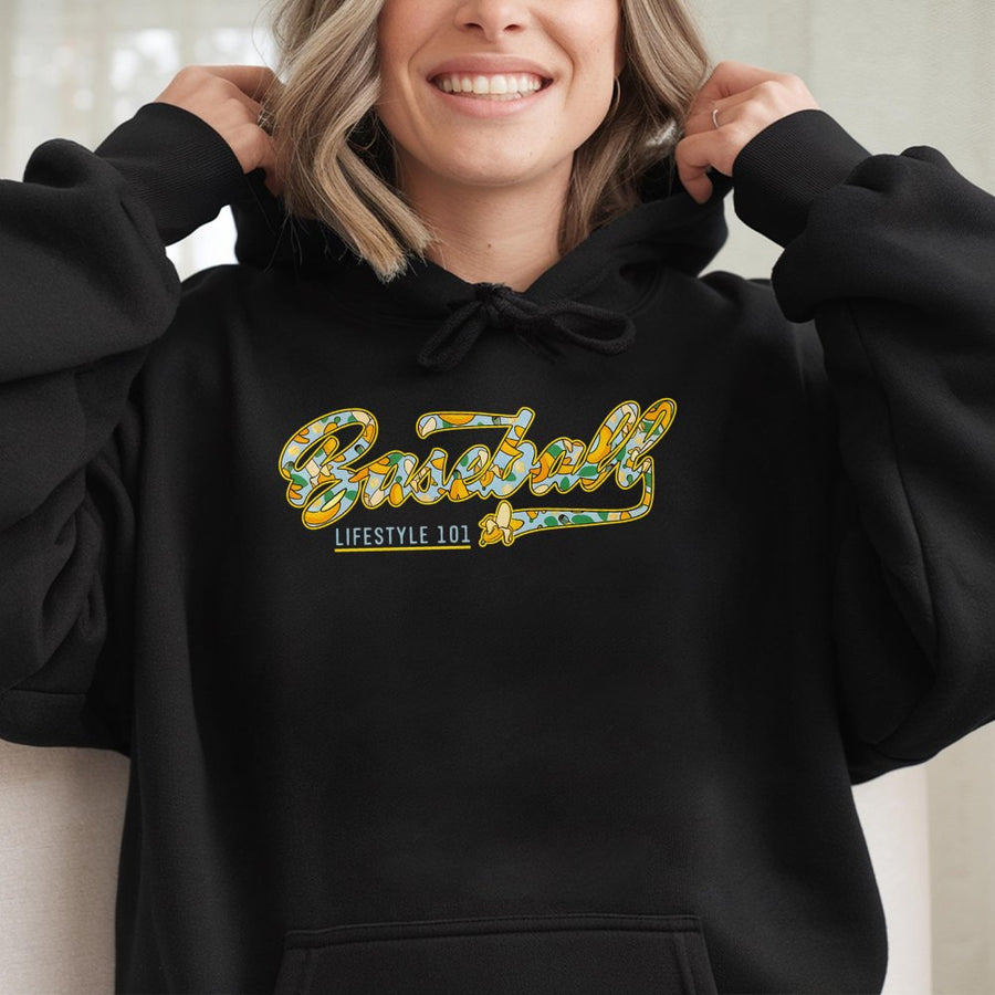 Baseball Banana Graphic Hoodie | Retro Sport Lifestyle Print | Premium Cotton-Blend Fleece | Unisex Gift for Baseball Fans & Players