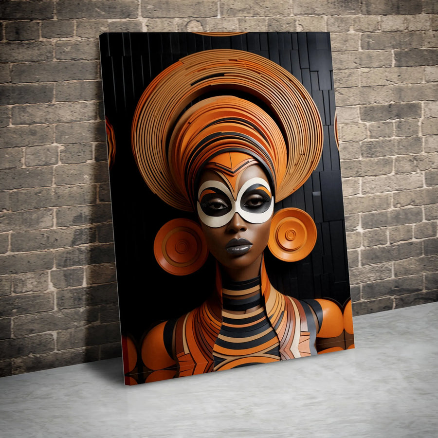 Afrofuturism Canvas Wall Art | Abstract Geometric Portrait of Black Woman | Premium Gallery Wrap Canvas | Modern Home Decor Statement Piece