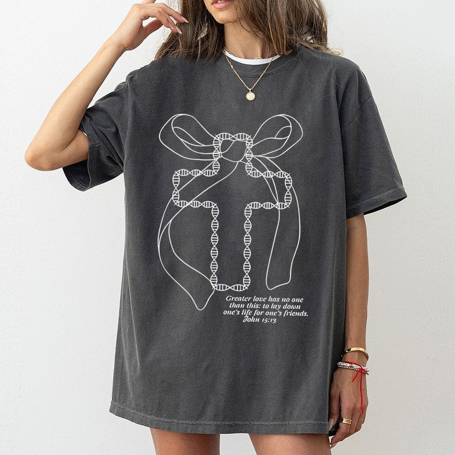 Christian DNA Cross T-Shirt | John 15:13 Scripture Verse | 100% Cotton Premium Tee | Faith-Based Religious Gift for Men and Women