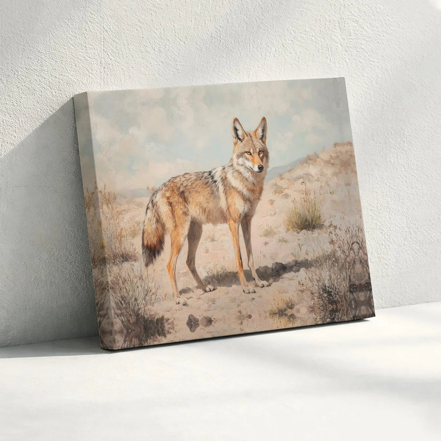 Coyote Desert Landscape Canvas Art | Western Wildlife Wall Decor | Premium Fade-Resistant Print | Rustic Southwestern Nature Gift for Home