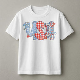 Coquette USA T-Shirt | Preppy Floral Stars and Stripes Design | Soft Cotton Blend | 4th of July Patriotic Gift for Women