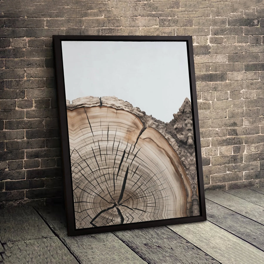 Tree Ring Wall Art Canvas | Rustic Wood Grain Slice Decor | Premium Gallery Wrap Print | Nature Inspired Modern Home Office Wall Decor