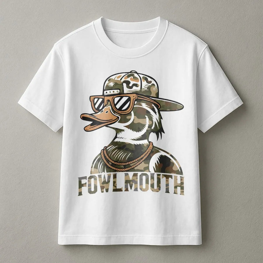 Fowlmouth Duck Hunting T-Shirt | Camo Swag Mallard Design | Premium Cotton Graphic Tee | Funny Outdoor Hunter Gift for Men