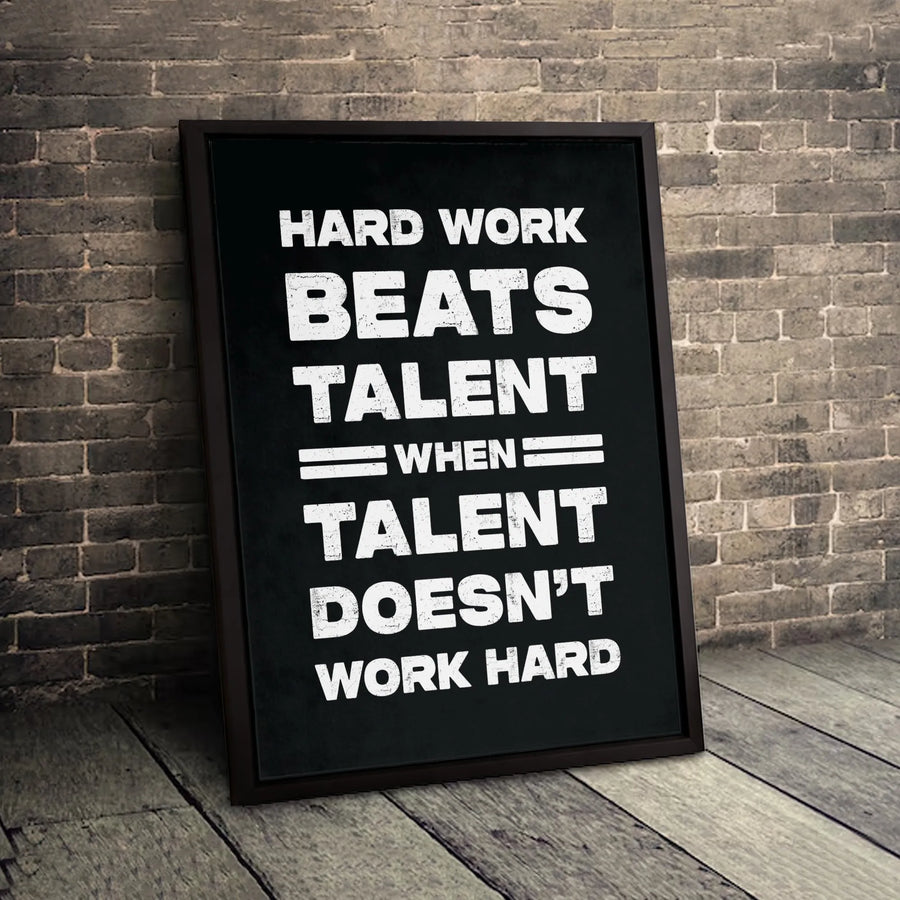 Hard Work Beats Talent Wall Art | Motivational Quote Canvas Print | Premium 1.25-Inch Gallery Wrap | Office Decor & Success Mindset Gift