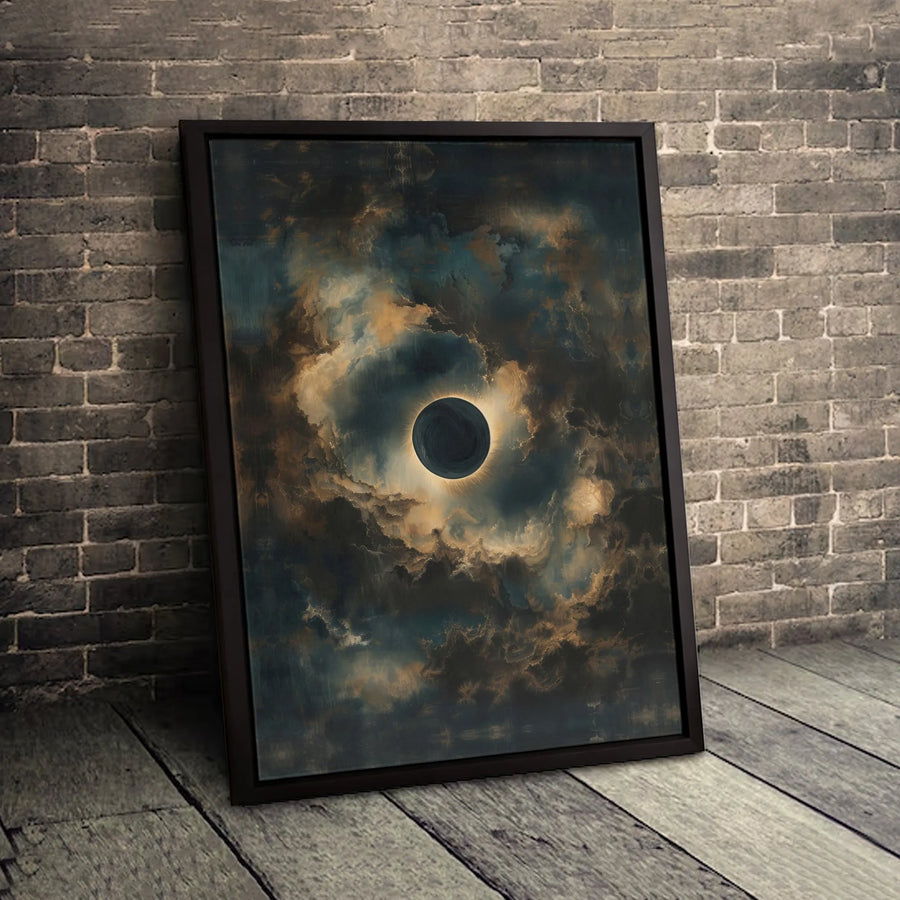 Solar Eclipse Wall Art | Abstract Celestial Galaxy Canvas Print | Premium Gallery-Wrapped Decor | Moody Space Gift for Astronomer Lovers