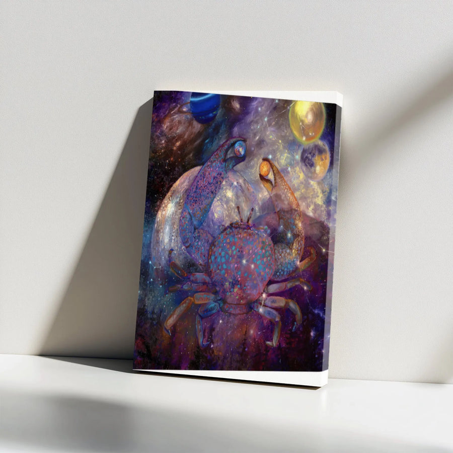 Cancer Zodiac Canvas Wall Art | Surreal Astrology & Cosmic Crab Painting | Premium High-Resolution Print | Gift for Astrology Lover & Celestial Decor