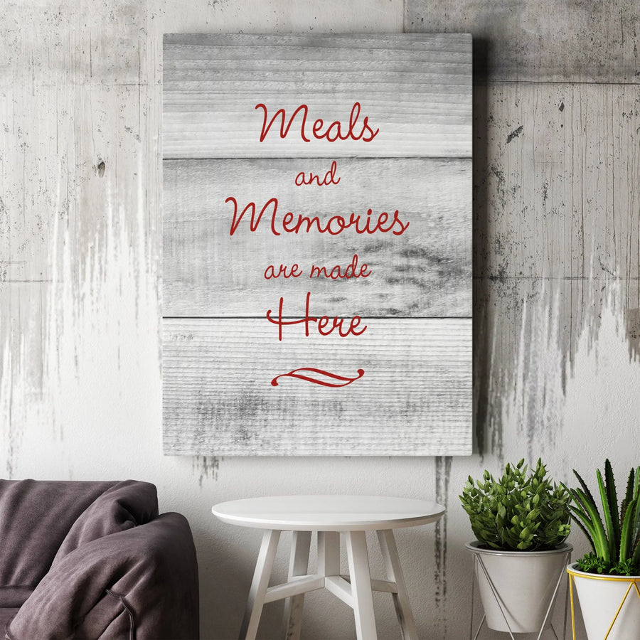 Meals and Memories Canvas Wall Art | Rustic Farmhouse Kitchen Sign | Premium Thick Gallery Wrap | Housewarming Gift for Family Home Decor