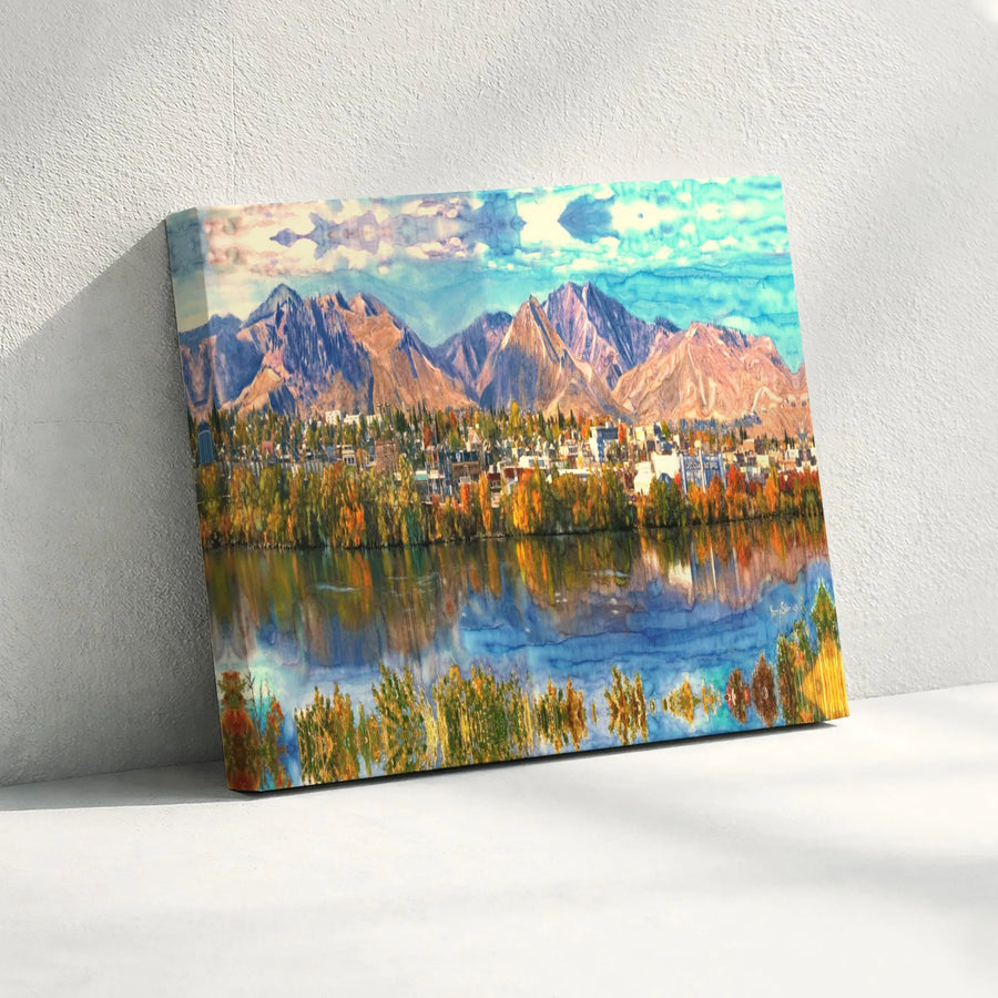 Wenatchee Washington Mountain Canvas Art | Autumn Foliage Landscape Print | 1.25-Inch Gallery Wrap | Home Office Decor Gift
