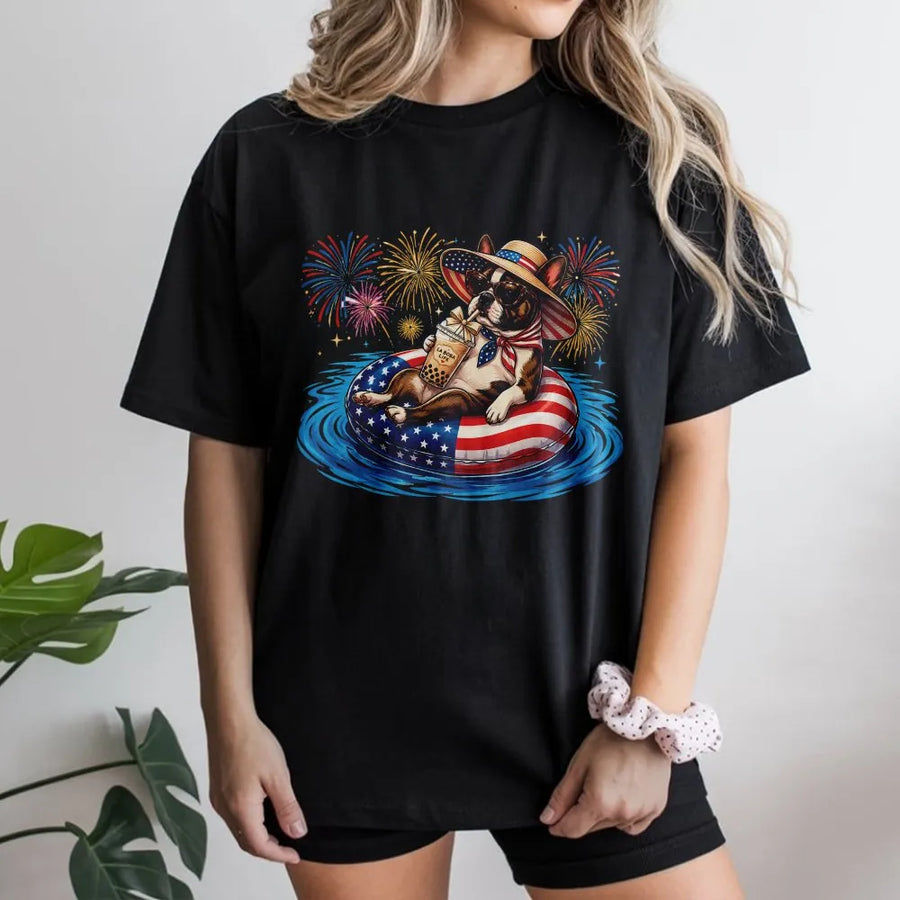 Patriotic Frenchie 4th of July Shirt | Vintage American Flag French Bulldog Tee | Premium Comfort Colors Cotton | Independence Day Gift for Dog Lover