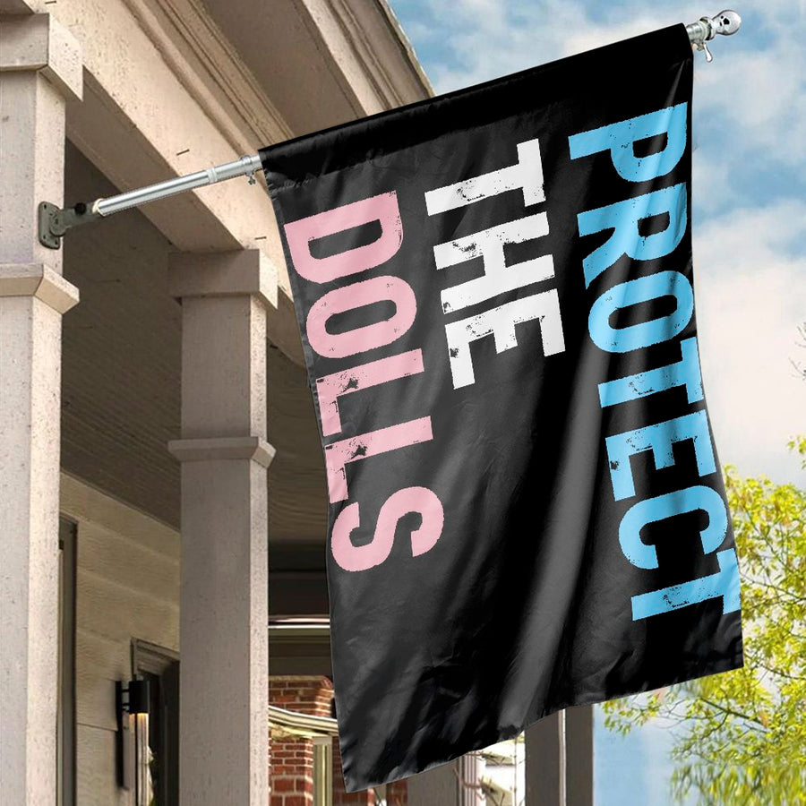 Protect The Dolls Flag | Trans Rights Garden Banner | Durable Weather-Resistant Polyester | Outdoor LGBTQ Home Decor Gift