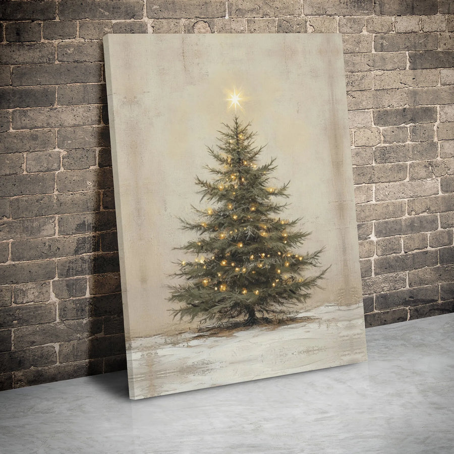 Christmas Tree Wall Art Canvas | Rustic Winter Holiday Decor | Gallery Wrapped Premium Print | Festive Living Room Wall Hanging Gift