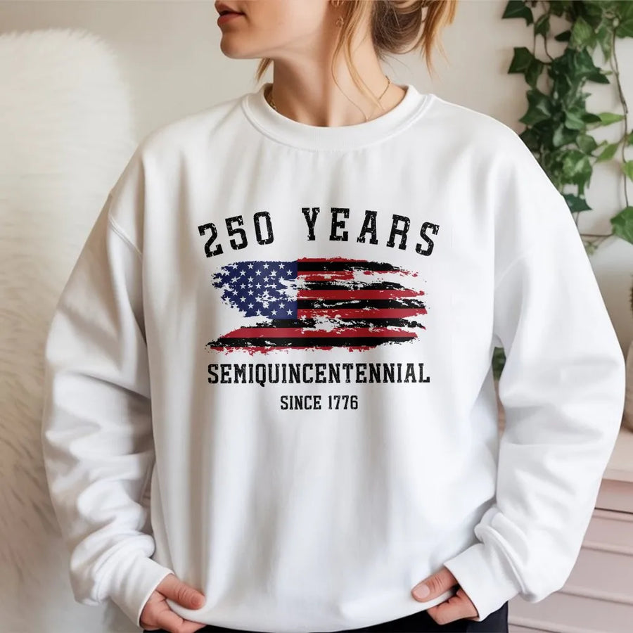 USA 250th Anniversary Sweatshirt | Retro Distressed American Flag | Premium Cotton Blend | Patriotic Collector's Gift for 4th of July