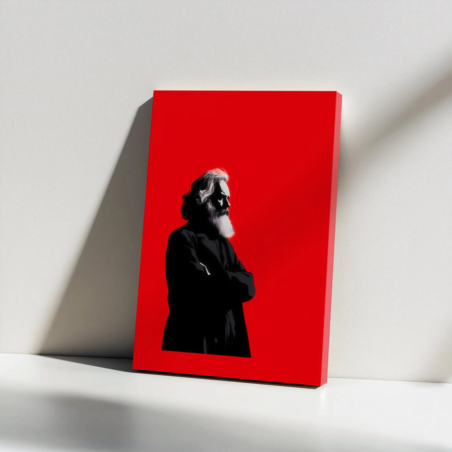 Karl Marx Canvas Wall Art | Pop Art Minimalist Portrait | 1.25" Gallery Wrap Premium Decor | History Office Gift