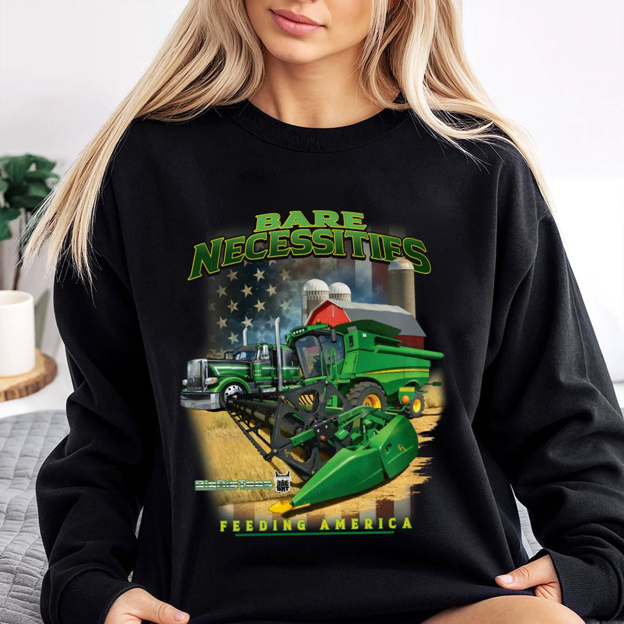 Farmer Sweatshirt | Farm Tractor And Semi Truck Print | Premium Cotton Blend | Gift For Farmer Or Agriculture Enthusiast