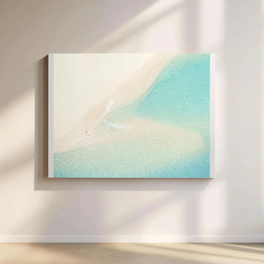 Aerial Beach Canvas Wall Art | Minimalist Coastal Seascape Drone Print | Premium Gallery Wrapped Canvas | Modern Beach House Decor Gift