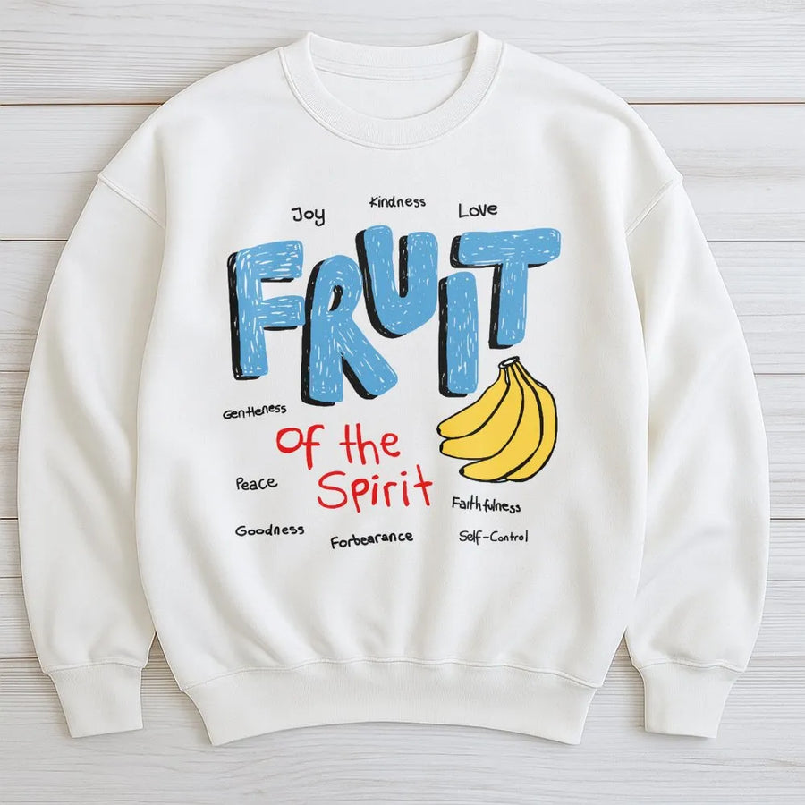 Fruit of the Spirit Sweatshirt | Hand-Drawn Bible Verse Graphic | Soft Breathable Cotton | Inspirational Christian Gift for Men & Women